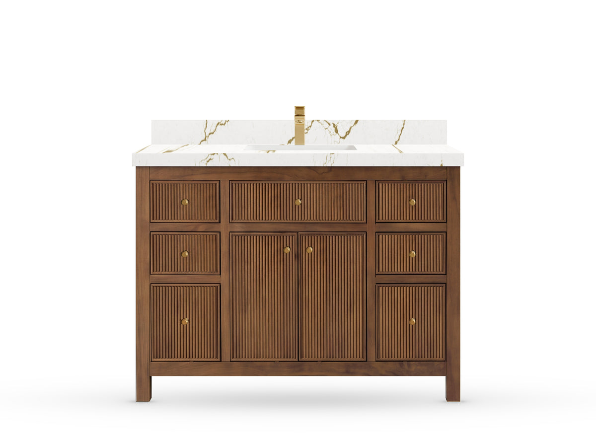 Sonoma Reeded Teak Wood 48 in. W x 22 in. D Single Sink Bathroom Vanity