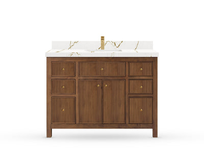 Sonoma Reeded Teak Wood 48 in. W x 22 in. D Single Sink Bathroom Vanity