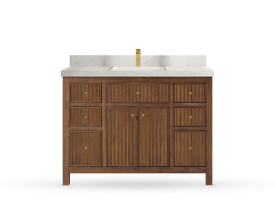 Sonoma Reeded Teak Wood 48 in. W x 22 in. D Single Sink Bathroom Vanity