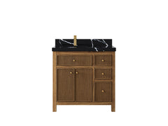 Sonoma Reeded Teak Wood 36 in. W x 22 in. D Left Offset Sink Bathroom Vanity - photo 6