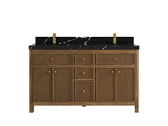Sonoma Reeded Teak Wood 60 in. W x 22 in. D Double Sink Bathroom Vanity - photo 6