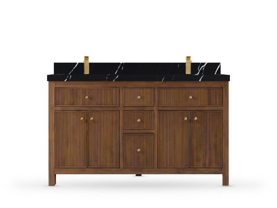 Sonoma Reeded Teak Wood 60 in. W x 22 in. D Double Sink Bathroom Vanity