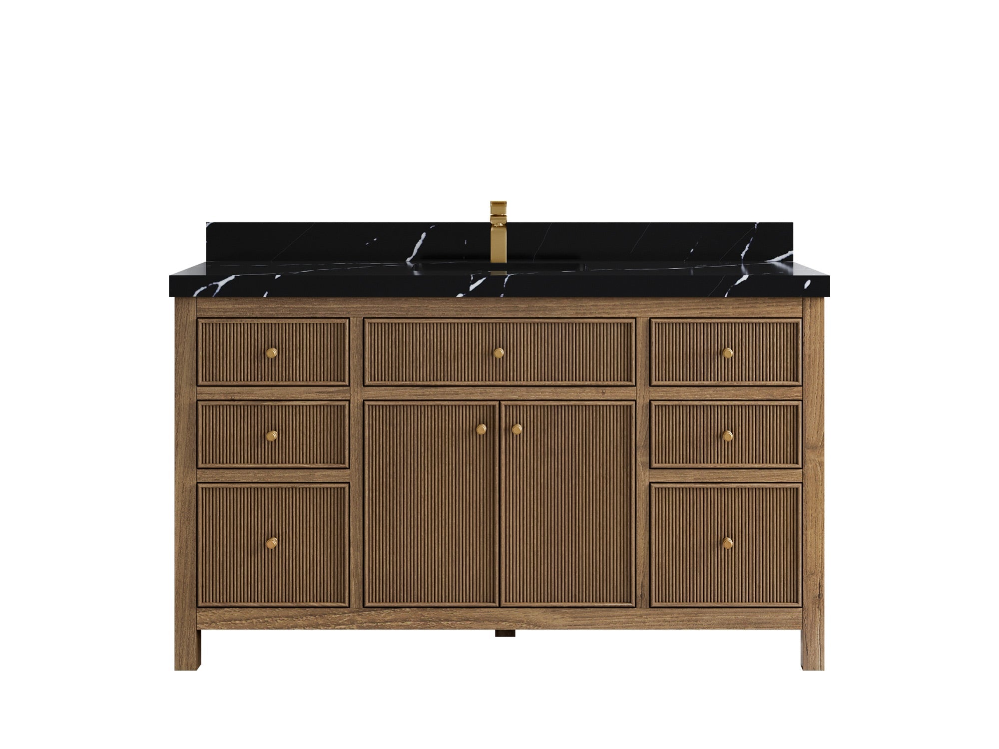 Sonoma Reeded Teak Wood 60 in. W x 22 in. D Single Sink Bathroom Vanity
