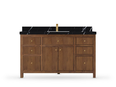 Sonoma Reeded Teak Wood 60 in. W x 22 in. D Single Sink Bathroom Vanity