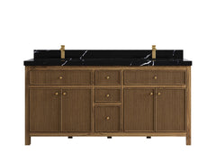 Sonoma Reeded Teak Wood 72 in. W x 22 in. D Double Sink Bathroom Vanity - photo 7