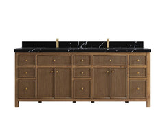 Sonoma Reeded Teak Wood 84 in. W x 22 in. D Double Sink Bathroom Vanity - photo 7