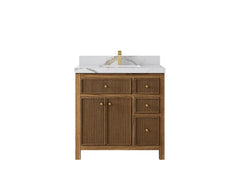 Sonoma Reeded Teak Wood 36 in. W x 22 in. D Center Sink Bathroom Vanity - photo 7