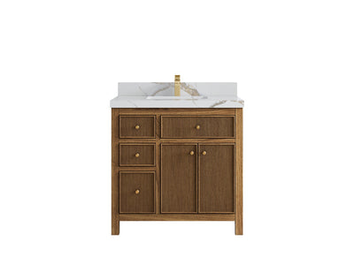 Sonoma Reeded Teak Wood 36 in. W x 22 in. D with Center Sink Premium Bathroom Vanity