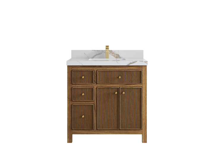 Teak Wood Bath Vanity – 36" W x 22" D, Sonoma Collection, Center Sink - photo 7