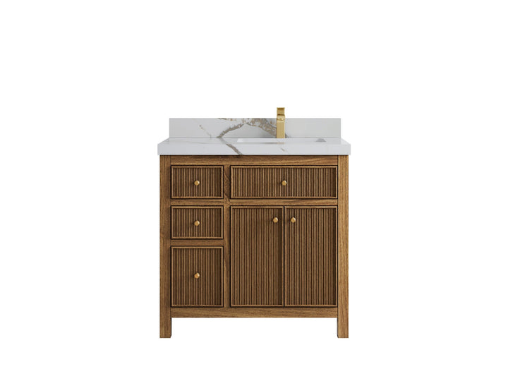 Sonoma Teak Wood 36 in. W x 22 in. D Right Offset Sink Bathroom Vanity - photo 8
