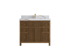Sonoma Reeded Teak Wood 42 in. W x 22 in. D Single Sink Bathroom Vanity - photo 8