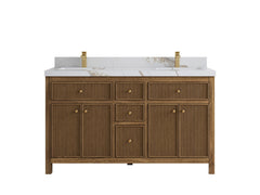 Sonoma Reeded Teak Wood 60 in. W x 22 in. D Double Sink Bathroom Vanity - photo 7