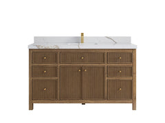 Sonoma Reeded Teak Wood 60 in. W x 22 in. D Single Sink Bathroom Vanity - photo 7