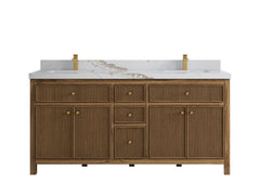 Sonoma Reeded Teak Wood 72 in. W x 22 in. D Double Sink Bathroom Vanity - photo 8