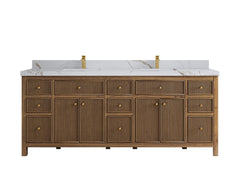 Sonoma Reeded Teak Wood 84 in. W x 22 in. D Double Sink Bathroom Vanity - photo 8