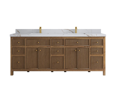Sonoma Reeded Teak Wood 84 in. W x 22 in. D Double Sink Bathroom Vanity