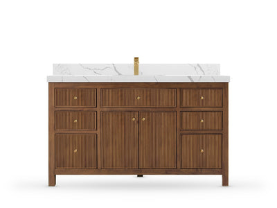 Sonoma Reeded Teak Wood 60 in. W x 22 in. D Single Sink Bathroom Vanity