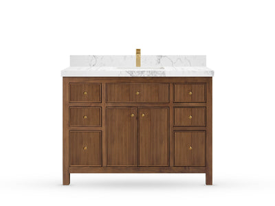Sonoma Reeded Teak Wood 48 in. W x 22 in. D Single Sink Bathroom Vanity