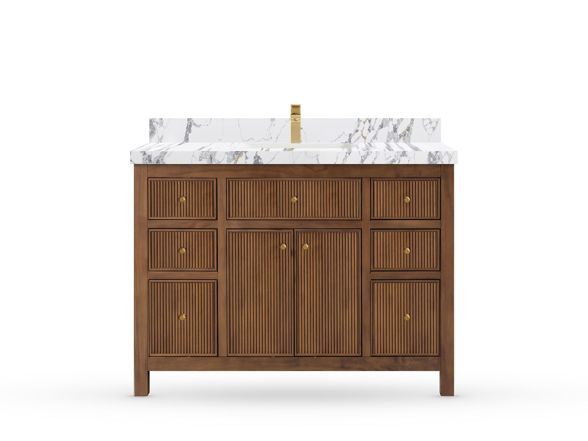 Sonoma Reeded Teak Wood 48 in. W x 22 in. D Single Sink Bathroom Vanity