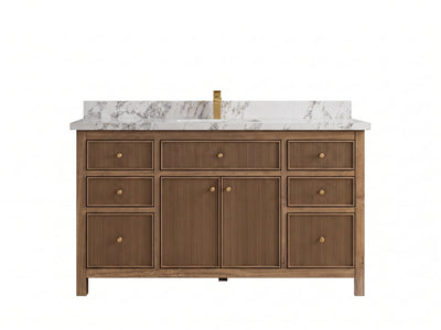 Sonoma Reeded Teak Wood 60 in. W x 22 in. D Single Sink Bathroom Vanity