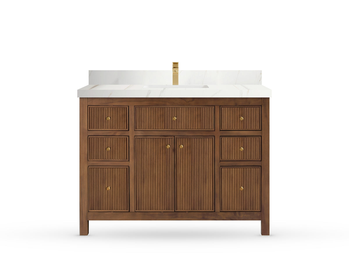 Sonoma Reeded Teak Wood 48 in. W x 22 in. D Single Sink Bathroom Vanity
