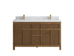 Sonoma Reeded Teak Wood 60 in. W x 22 in. D Double Sink Bathroom Vanity - photo 11