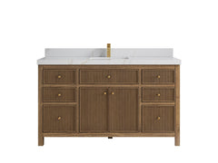 Sonoma Reeded Teak Wood 60 in. W x 22 in. D Single Sink Bathroom Vanity - photo 11