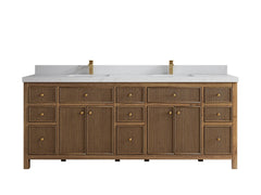 Sonoma Reeded Teak Wood 84 in. W x 22 in. D Double Sink Bathroom Vanity - photo 12
