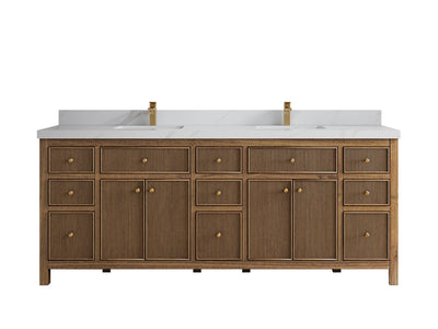 Sonoma Reeded Teak Wood 84 in. W x 22 in. D Double Sink Bathroom Vanity