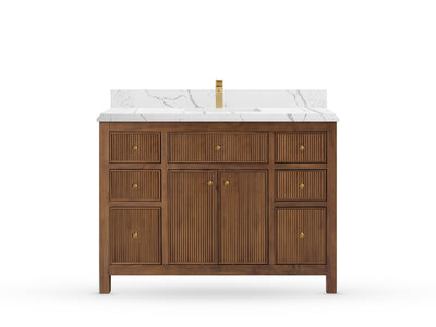 Sonoma Reeded Teak Wood 48 in. W x 22 in. D Single Sink Bathroom Vanity