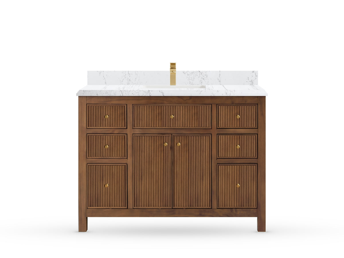 Sonoma Reeded Teak Wood 48 in. W x 22 in. D Single Sink Bathroom Vanity
