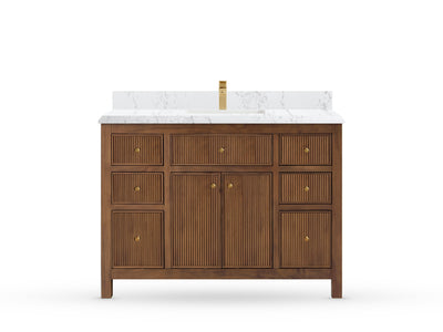 Sonoma Reeded Teak Wood 48 in. W x 22 in. D Single Sink Bathroom Vanity
