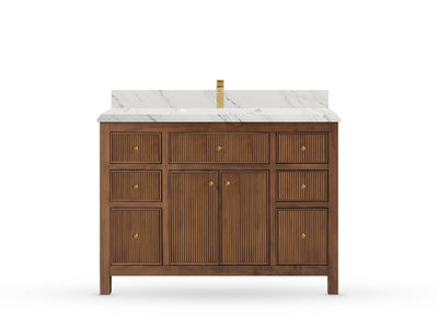 Sonoma Reeded Teak Wood 48 in. W x 22 in. D Single Sink Bathroom Vanity