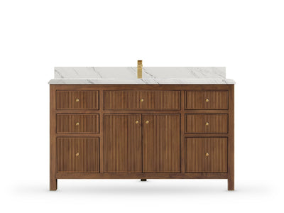 Sonoma Reeded Teak Wood 60 in. W x 22 in. D Single Sink Bathroom Vanity