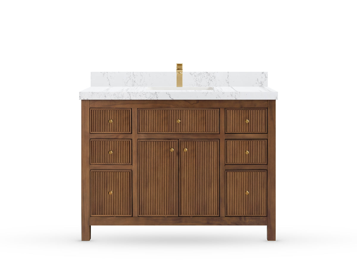 Sonoma Reeded Teak Wood 48 in. W x 22 in. D Single Sink Bathroom Vanity