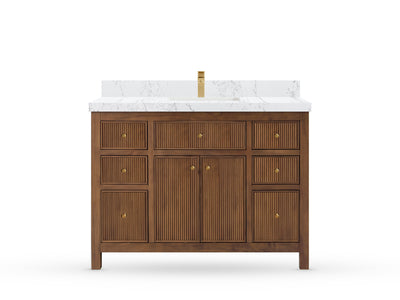 Sonoma Reeded Teak Wood 48 in. W x 22 in. D Single Sink Bathroom Vanity