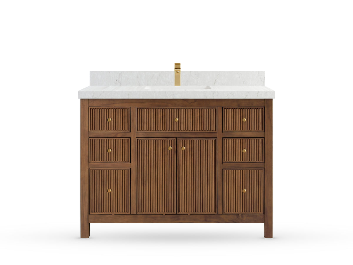 Sonoma Reeded Teak Wood 48 in. W x 22 in. D Single Sink Bathroom Vanity