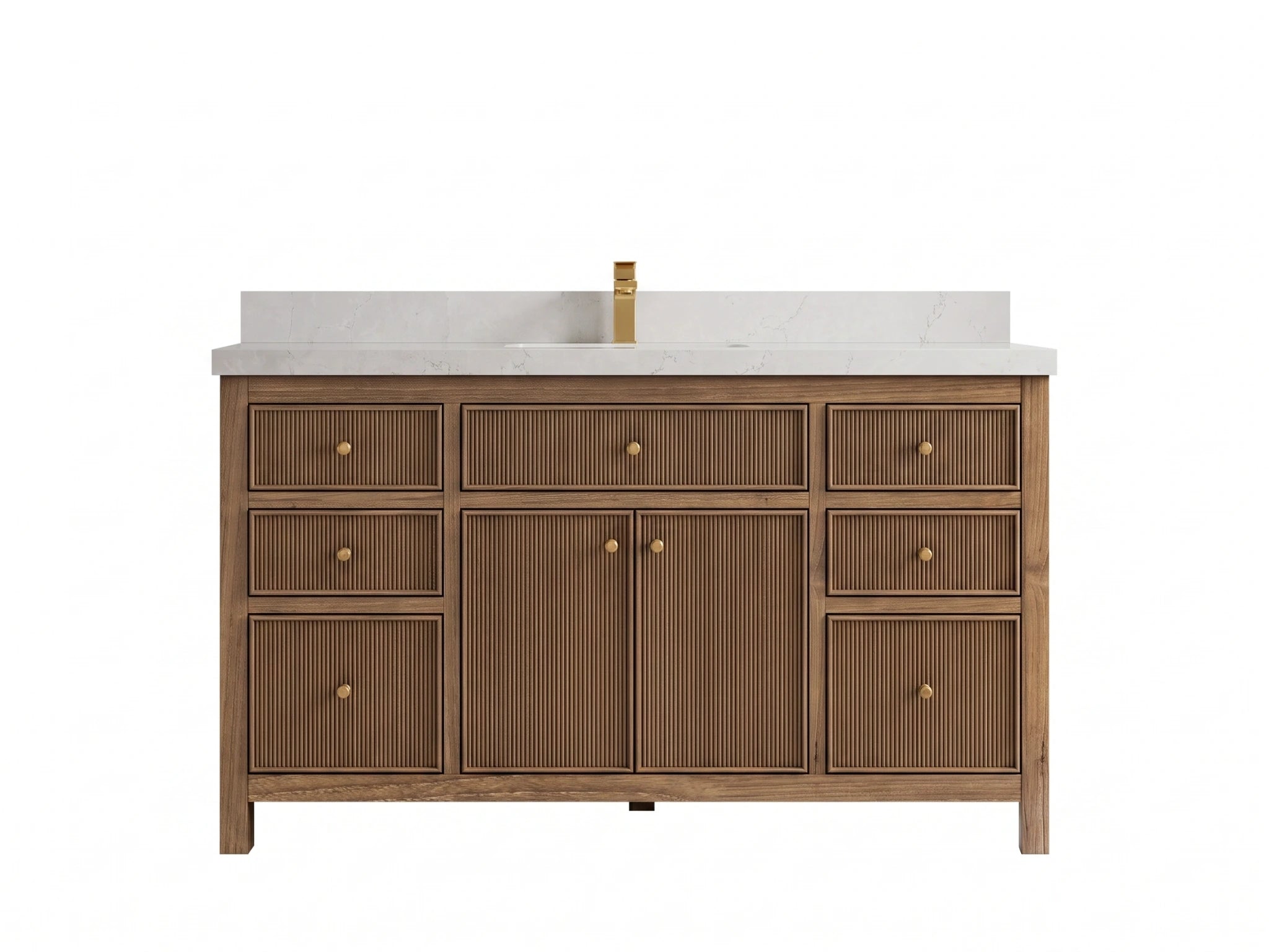 Sonoma Reeded Teak Wood 60 in. W x 22 in. D Single Sink Bathroom Vanity