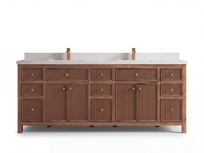 Sonoma Reeded Teak Wood 84 in. W x 22 in. D Double Sink Bathroom Vanity