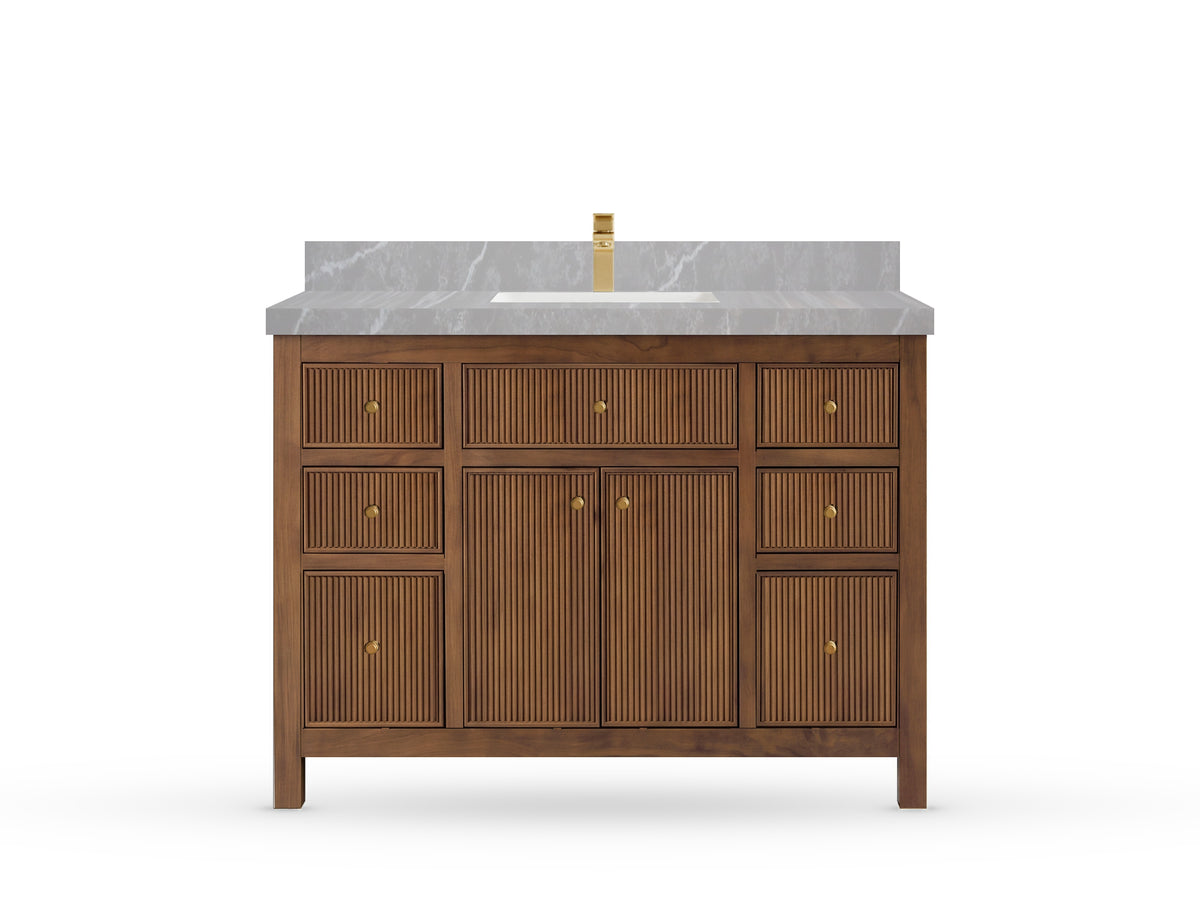 Sonoma Reeded Teak Wood 48 in. W x 22 in. D Single Sink Bathroom Vanity