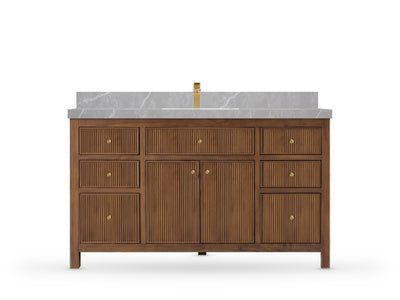 Sonoma Reeded Teak Wood 60 in. W x 22 in. D Single Sink Bathroom Vanity