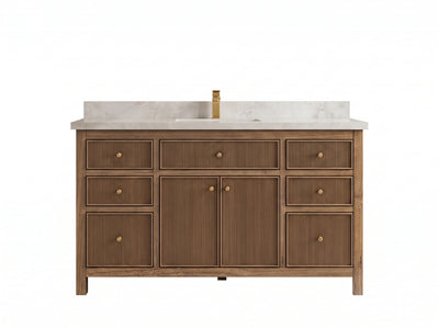 Sonoma Reeded Teak Wood 60 in. W x 22 in. D Single Sink Bathroom Vanity