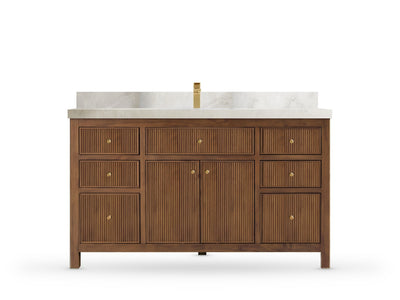 Sonoma Reeded Teak Wood 60 in. W x 22 in. D Single Sink Bathroom Vanity