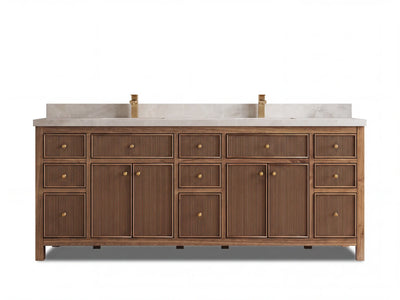 Sonoma Reeded Teak Wood 84 in. W x 22 in. D Double Sink Bathroom Vanity