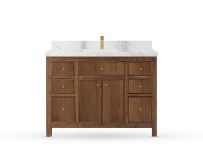 Sonoma Reeded Teak Wood 48 in. W x 22 in. D Single Sink Bathroom Vanity