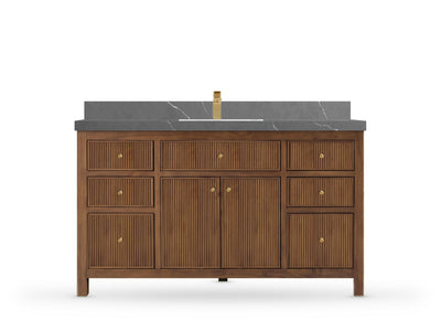 Sonoma Reeded Teak Wood 60 in. W x 22 in. D Single Sink Bathroom Vanity