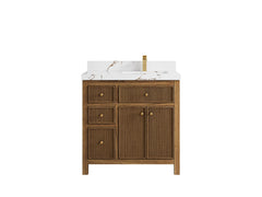 Sonoma Reeded Teak Wood 36 in. W x 22 in. D Right Offset Sink Bathroom Vanity - photo 21