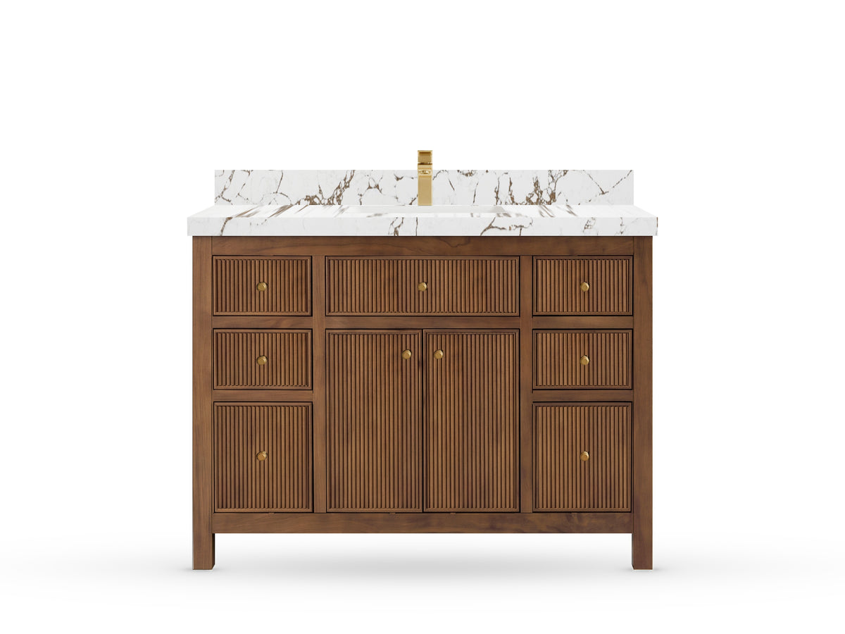 Sonoma Reeded Teak Wood 48 in. W x 22 in. D Single Sink Bathroom Vanity