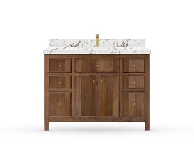 Sonoma Reeded Teak Wood 48 in. W x 22 in. D Single Sink Bathroom Vanity