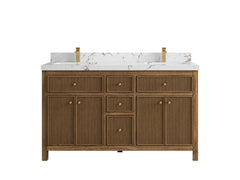 Sonoma Reeded Teak Wood 60 in. W x 22 in. D Double Sink Bathroom Vanity - photo 20